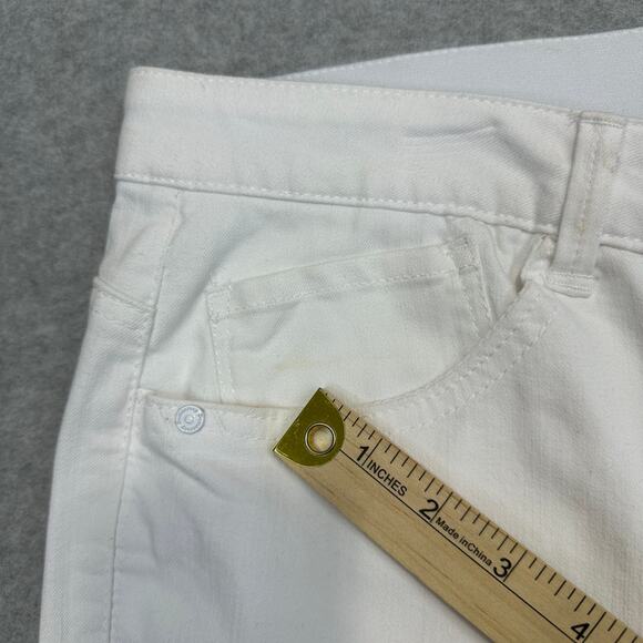 Democracy Ab Technology Booty Lift Jeans Womens Sz 16 White Frayed Hem High Rise - Picture 10 of 16